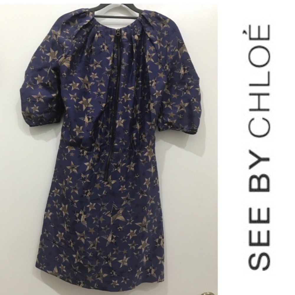 SEE BY CHLOE SILK DRESS : STAR PRINT. SIZE 2